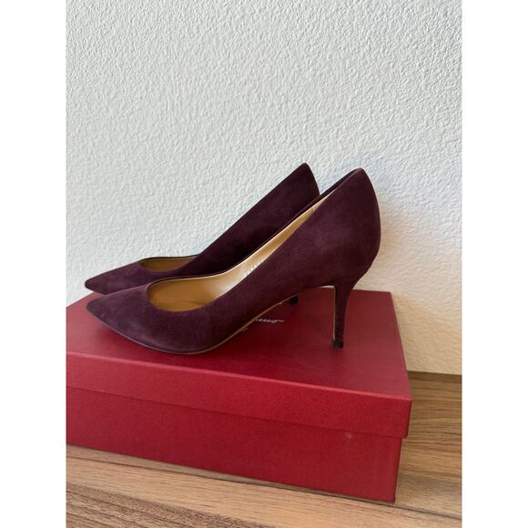 Ferragamo Susi 70 Suede Pumps Rouge Noir Calf Size 7 C – 7 cm Heel - Picture 3 of 3